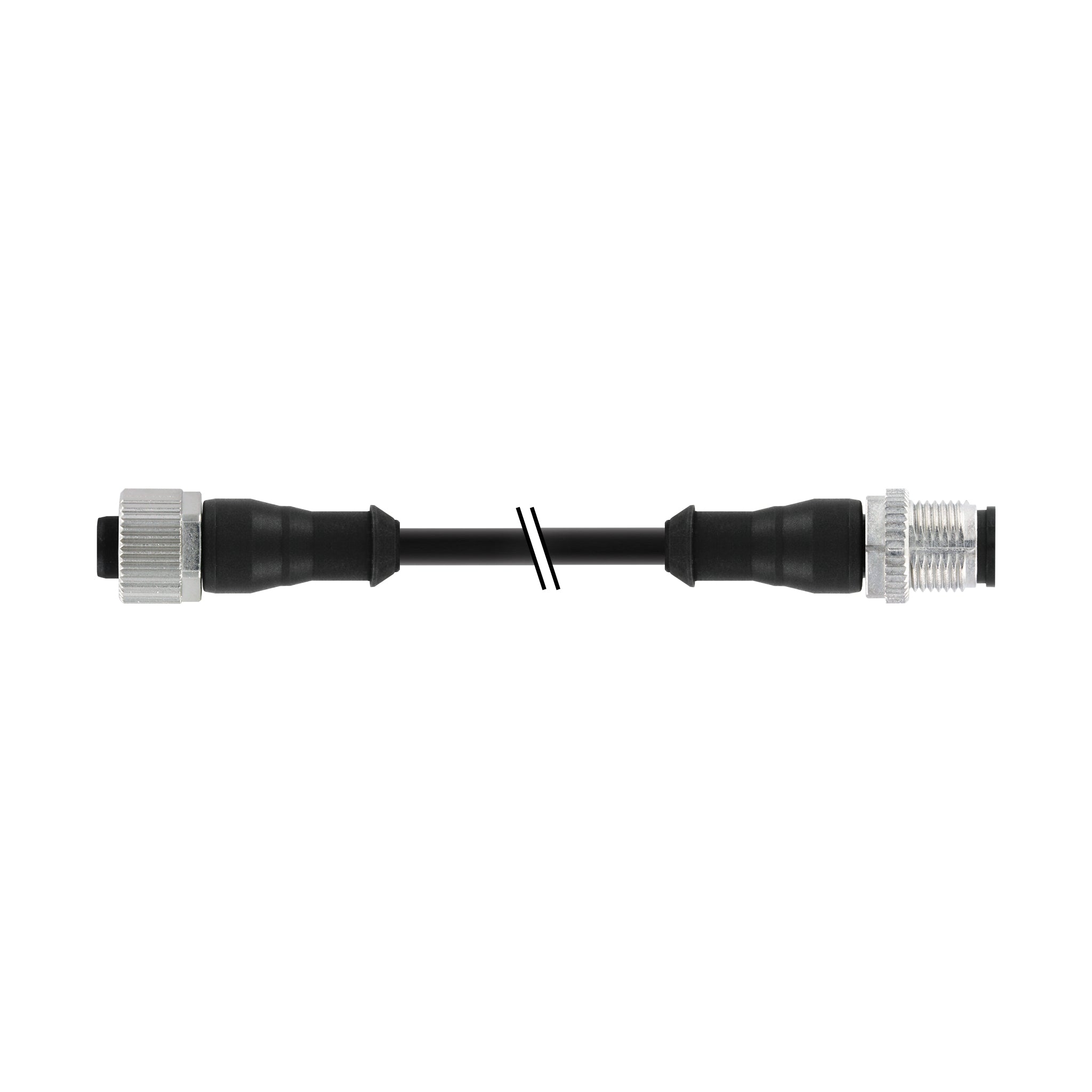 Connection cables quick lock M12+M12 Right Angle Straight SOCKET + PLUG 4 wires 0.34 mm2 NO LED